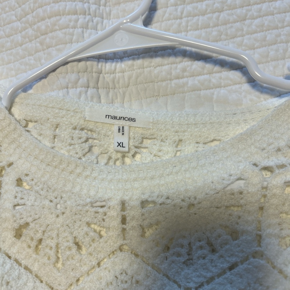 Maurices Ivory Crochet Knit Top